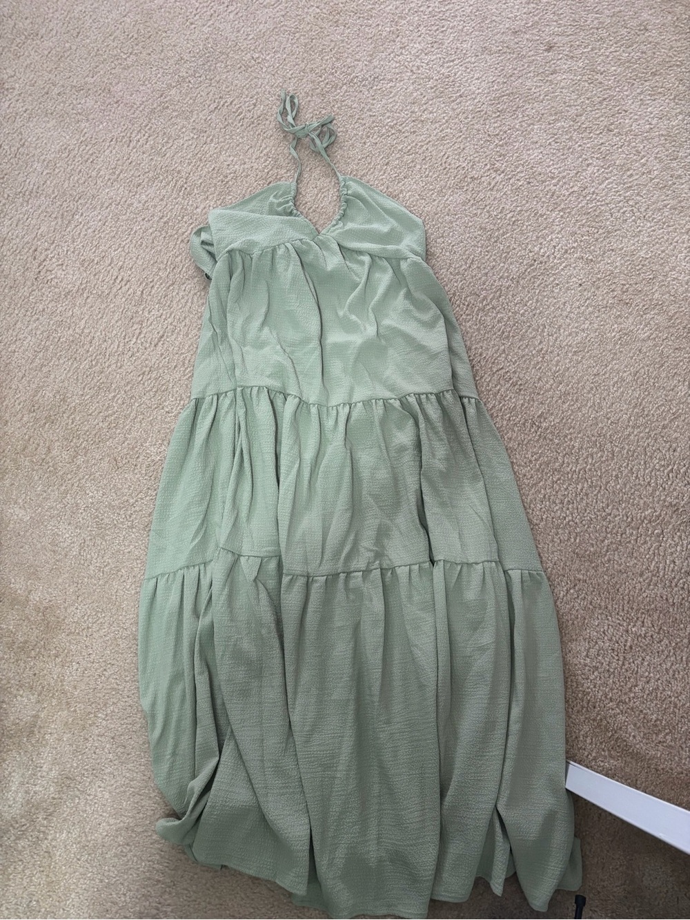 SHEIN Sage Halter Tiered Maxi Dress